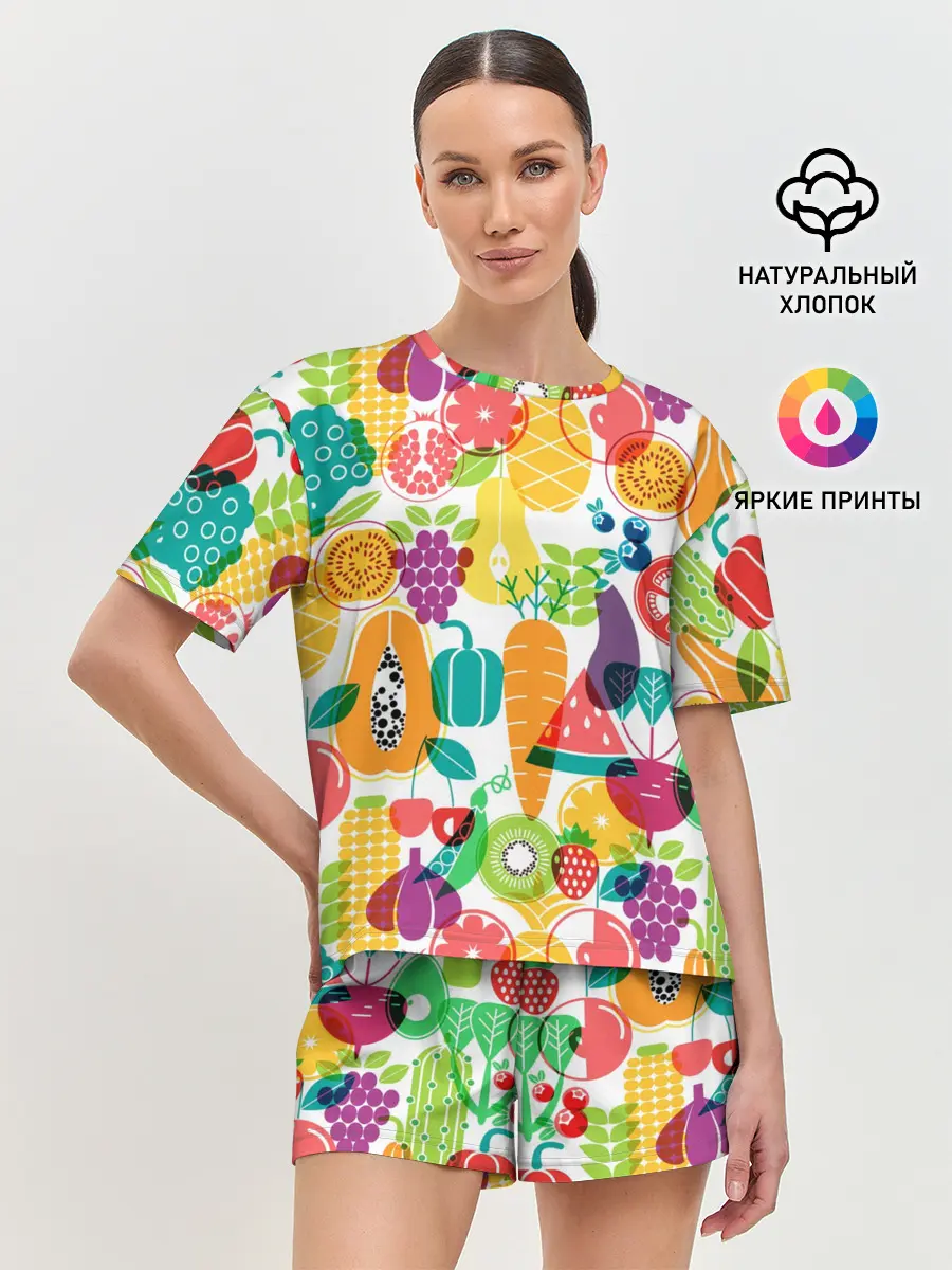 Женская пижама с шортами / овощи