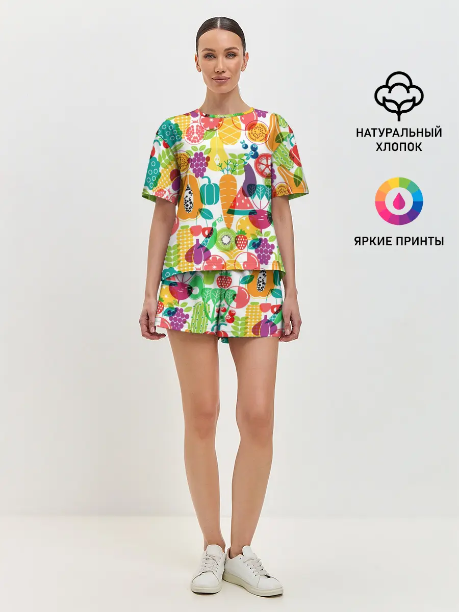 Женская пижама с шортами / овощи