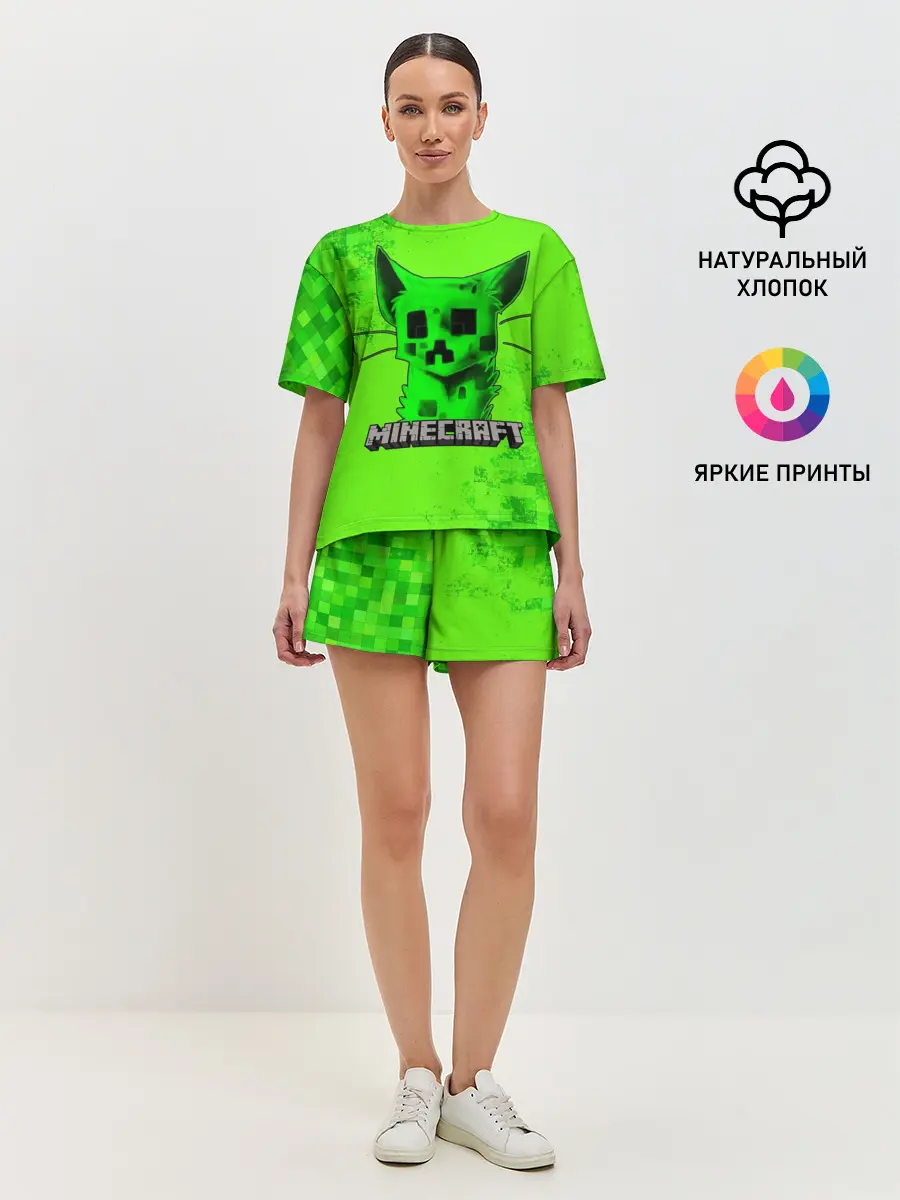 Женская пижама с шортами / MINECRAFT CREEPER CAT