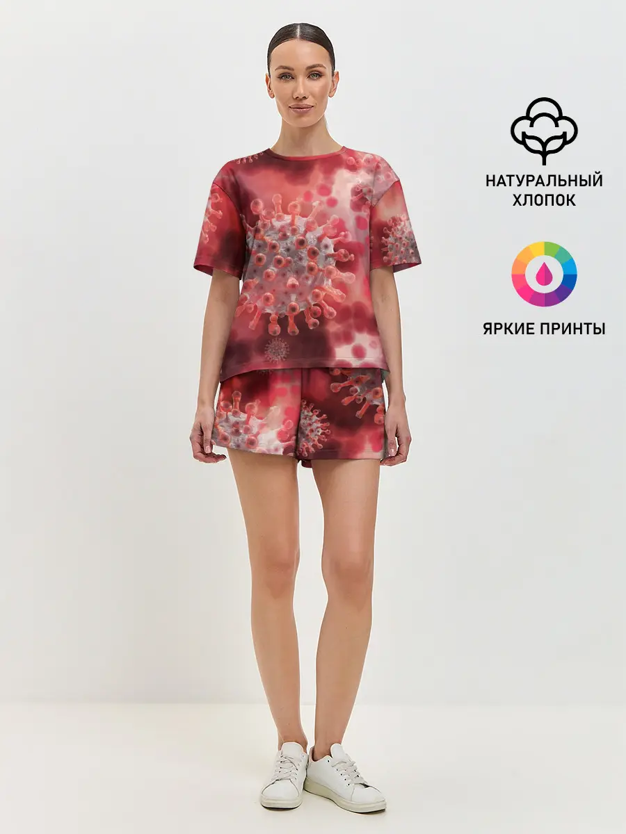 Женская пижама с шортами / Коронавирус
