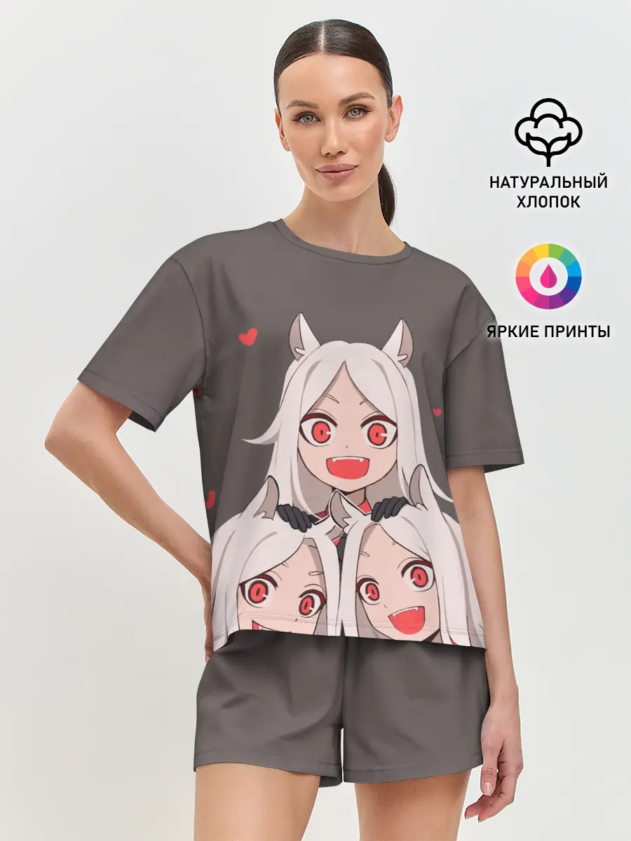 Женская пижама с шортами / Cerberus с сердечками Helltaker