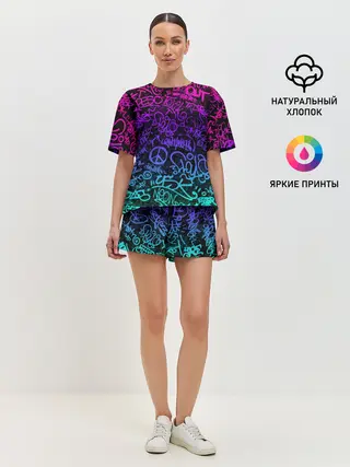 Женская пижама с шортами / Граффити Neon
