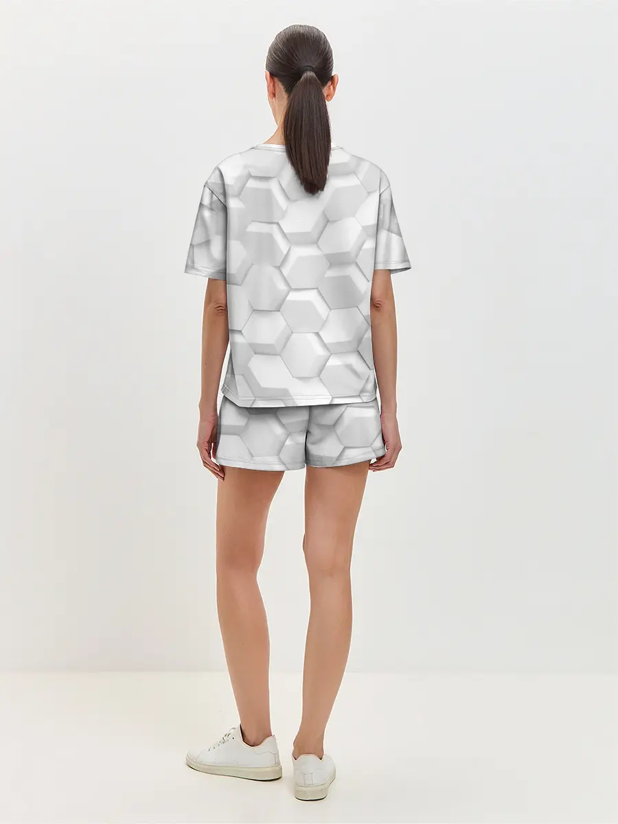 Женская пижама с шортами / 3D WHITE