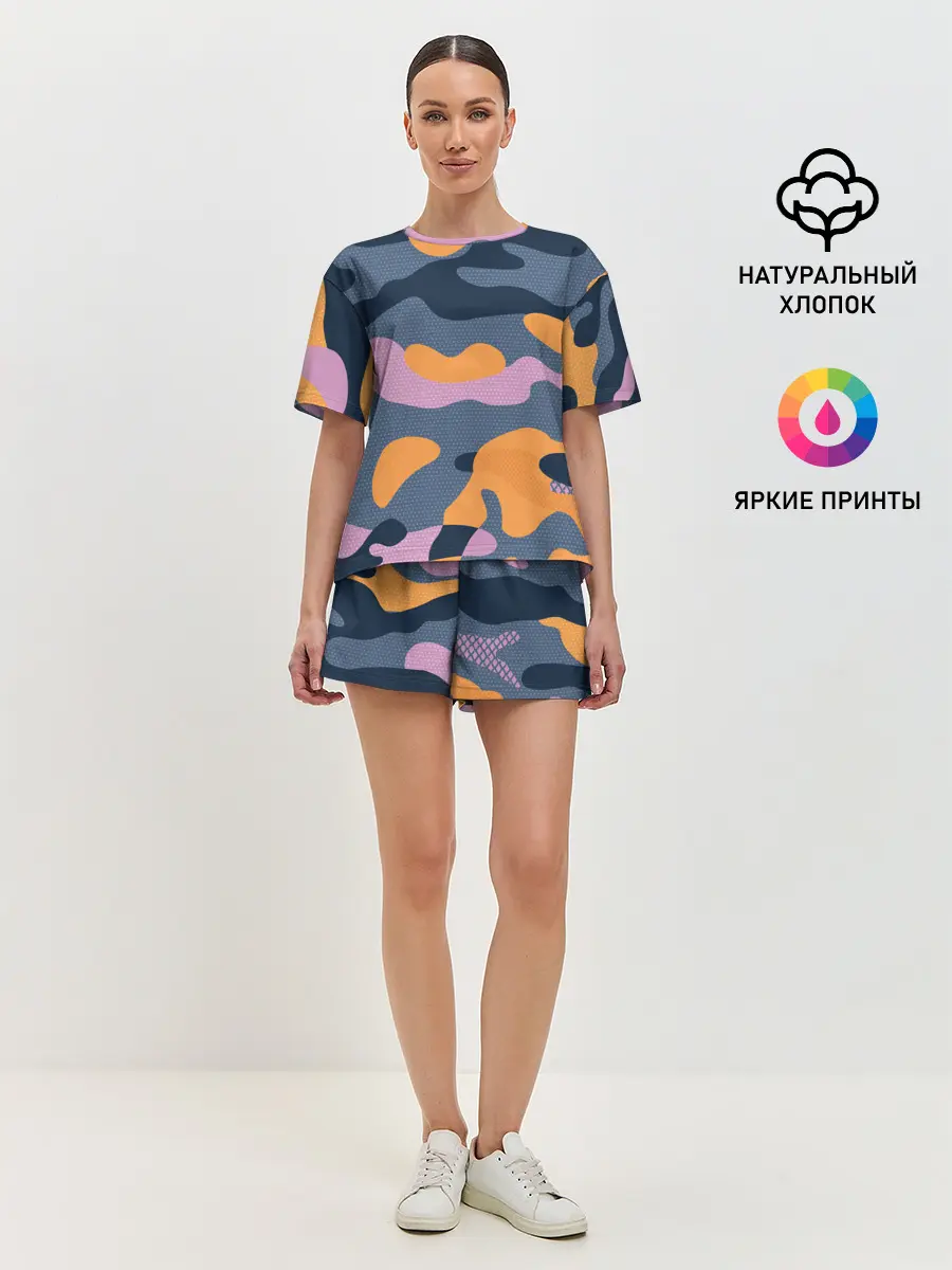 Женская пижама с шортами / Спортивный милитари