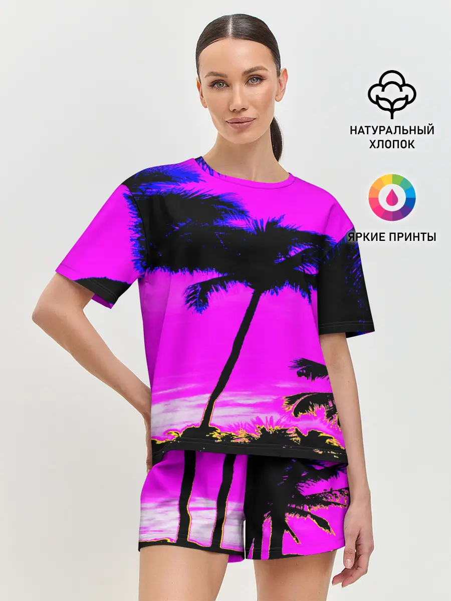 Женская пижама с шортами / НЕОНОВЫЙ ЗАКАТ