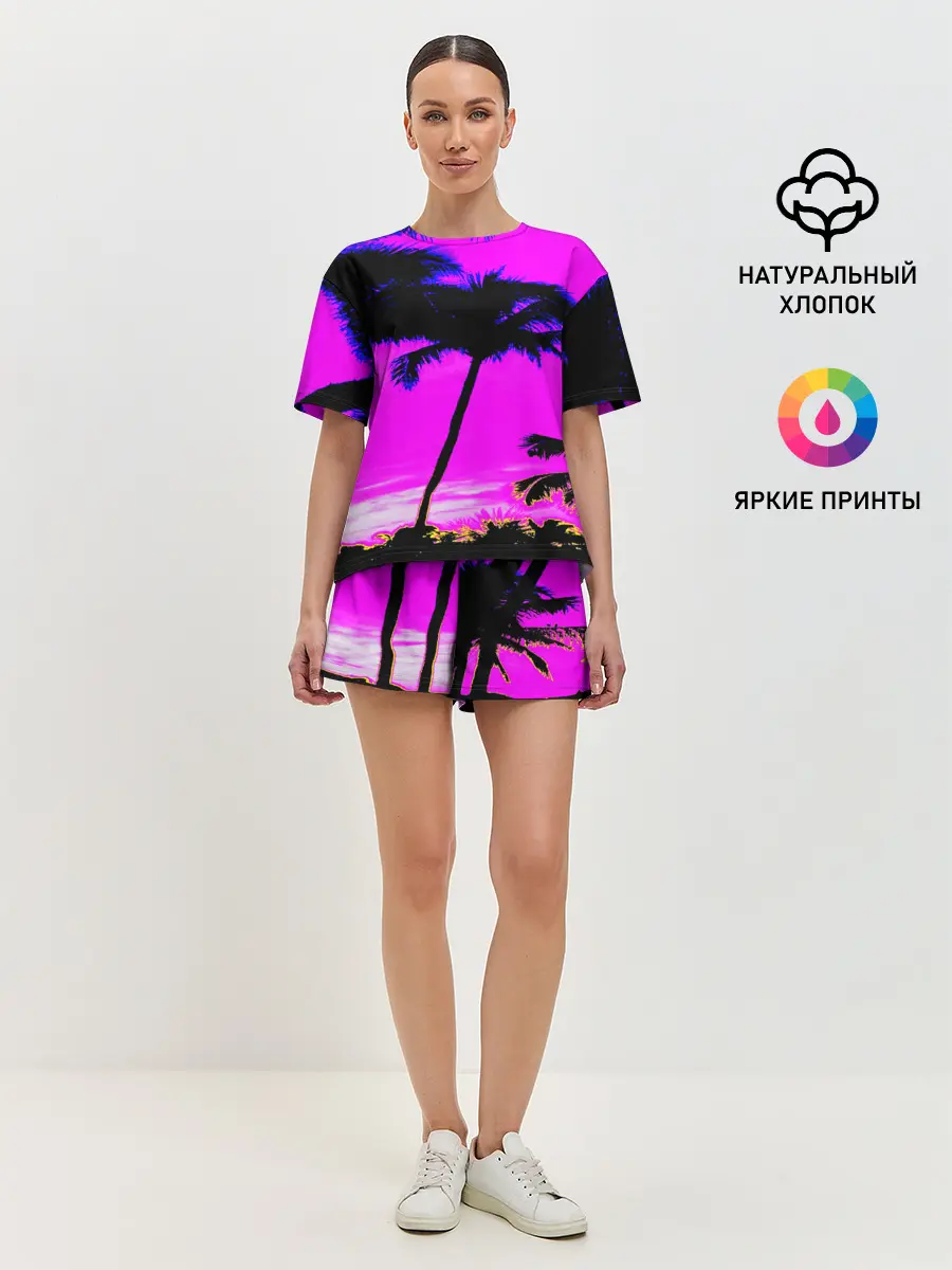 Женская пижама с шортами / НЕОНОВЫЙ ЗАКАТ