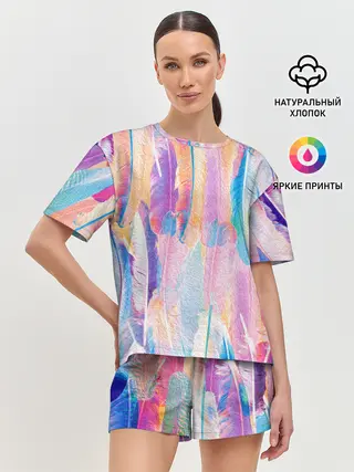 Женская пижама с шортами / ПЕРЬЯ