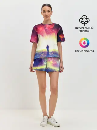 Женская пижама с шортами / КОСМИЧЕСКИЙ АРТ