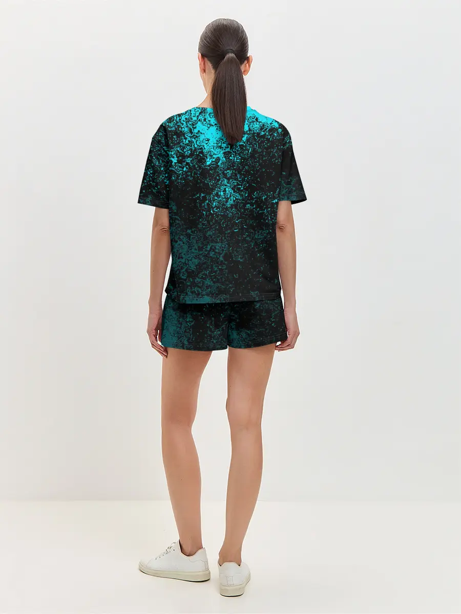 Женская пижама с шортами / БРЫЗГИ-КРАСОК НЕОН