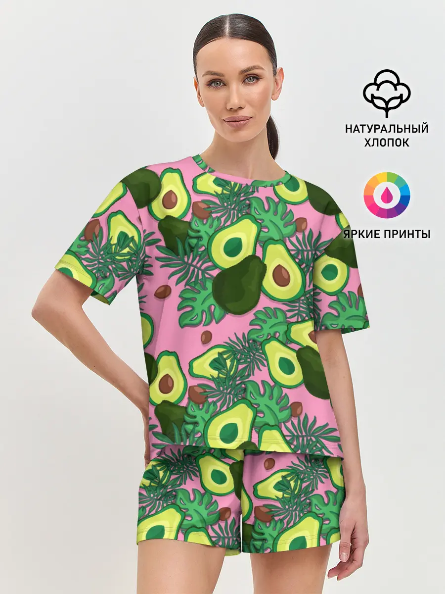 Женская пижама с шортами / avocado