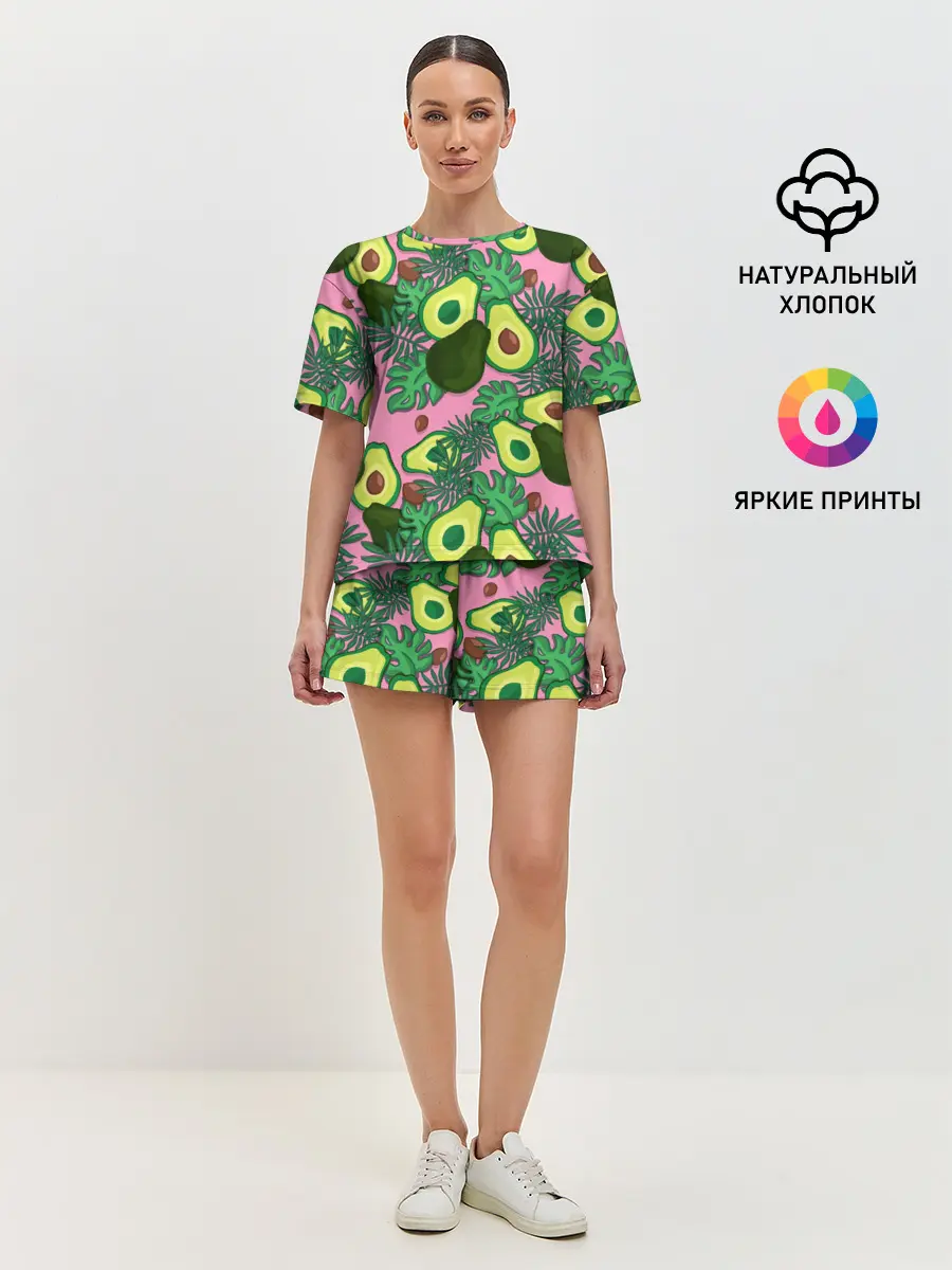 Женская пижама с шортами / avocado