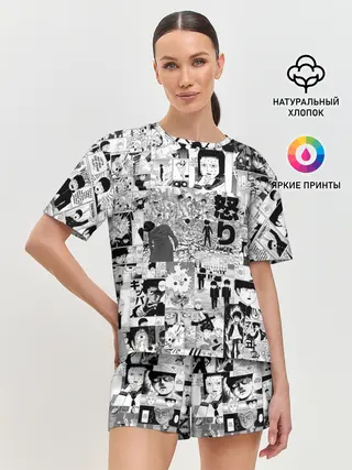 Женская пижама с шортами / МОБ ПСИХО 100