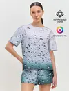 Женская пижама с шортами / Капли окно стекло дождь серо