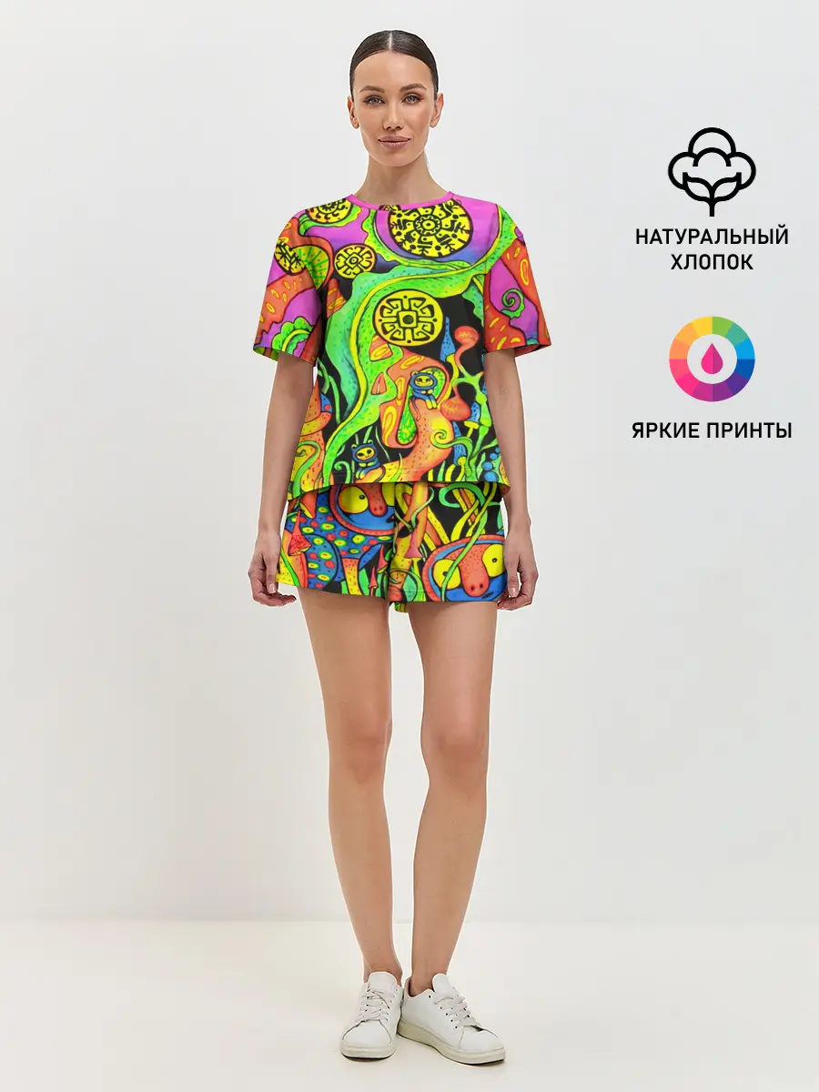 Женская пижама с шортами / КИСЛОТА / КИСЛОТНЫЙ