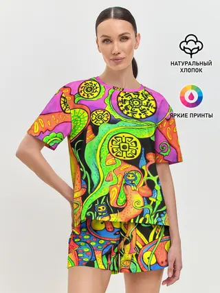 Женская пижама с шортами / КИСЛОТА / КИСЛОТНЫЙ