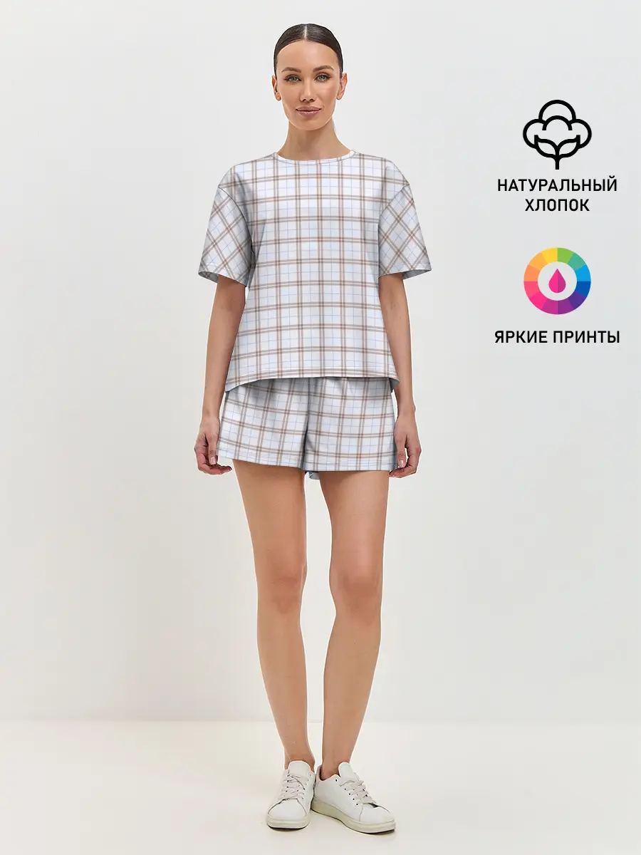 Женская пижама с шортами / Стиль Джентльмены