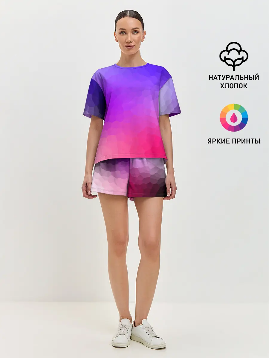 Женская пижама с шортами / фиолетовый кристалл