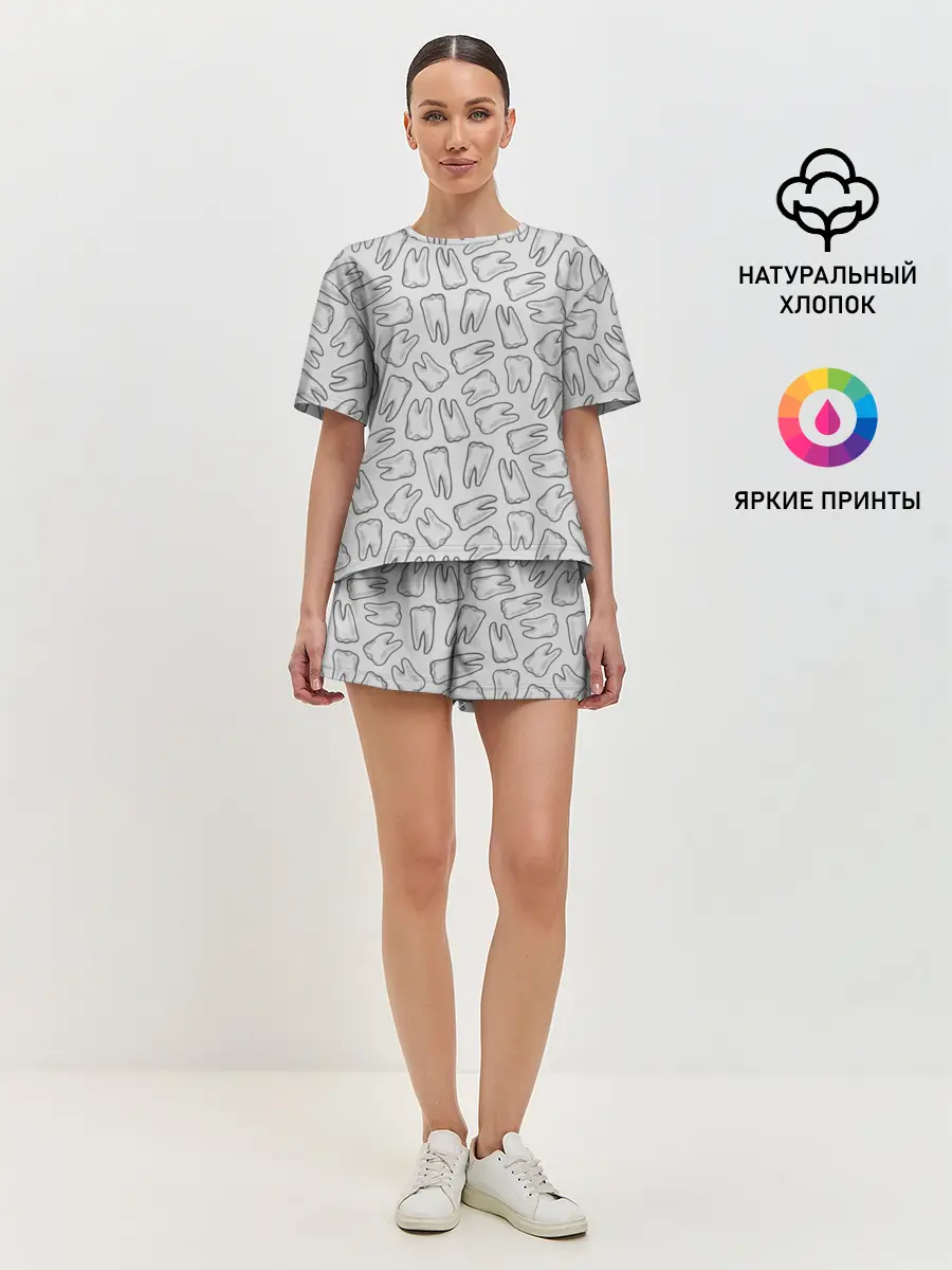 Женская пижама с шортами / зубы