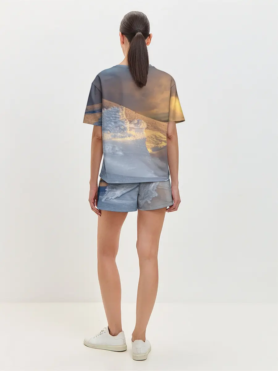 Женская пижама с шортами / Снежная долина