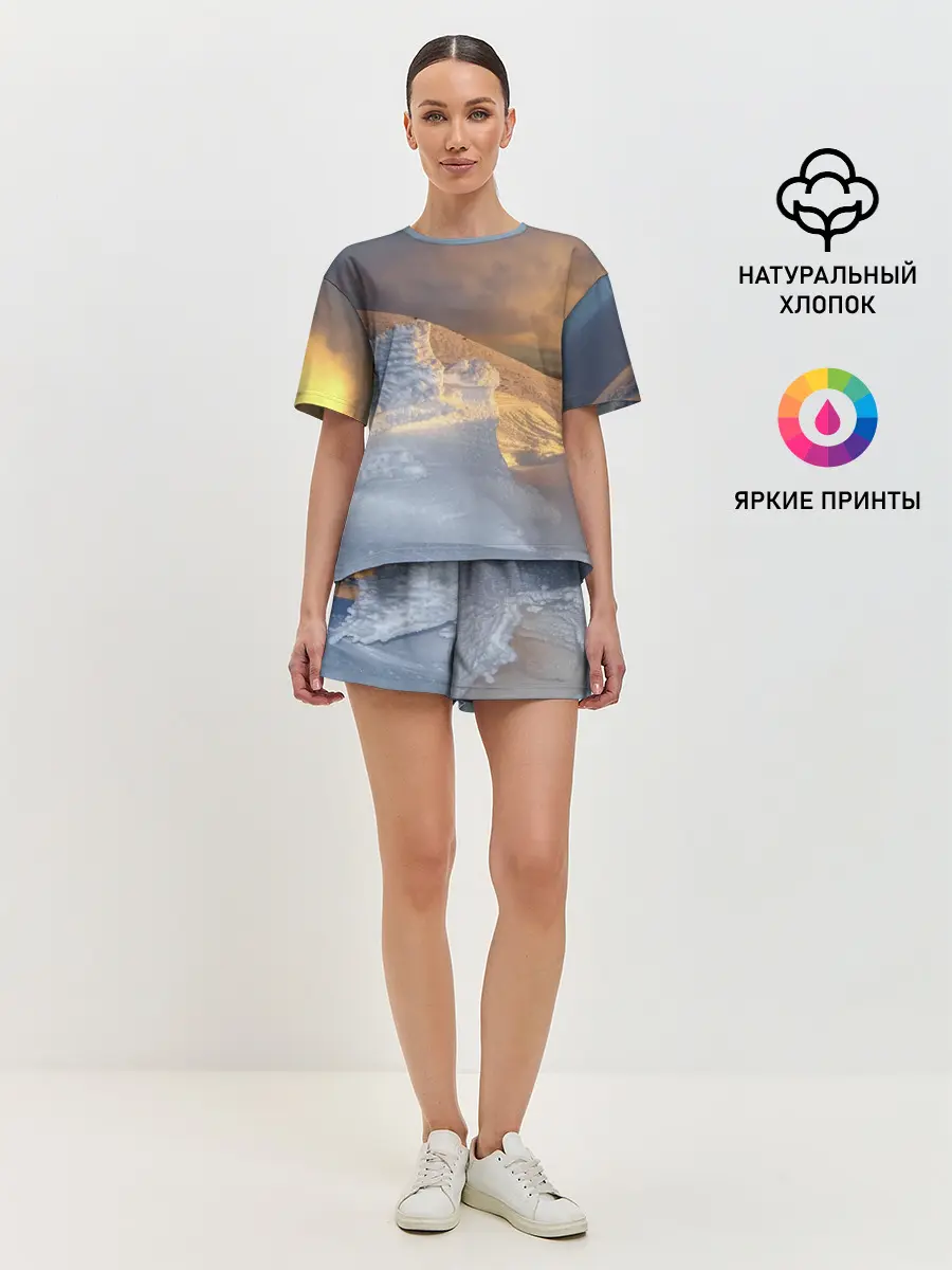 Женская пижама с шортами / Снежная долина