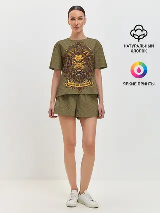 Женская пижама с шортами / Золотой лев на кресте