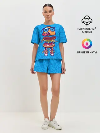 Женская пижама с шортами / Бутерброд монстрик