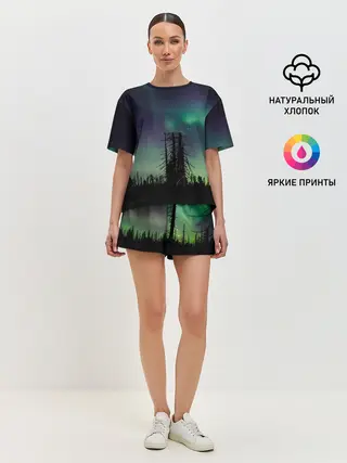 Женская пижама с шортами / Северное сияние