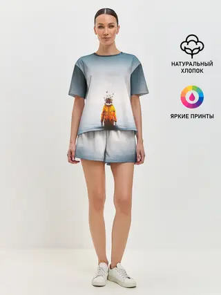 Женская пижама с шортами / КОСМОНАВТ В МОРЕ