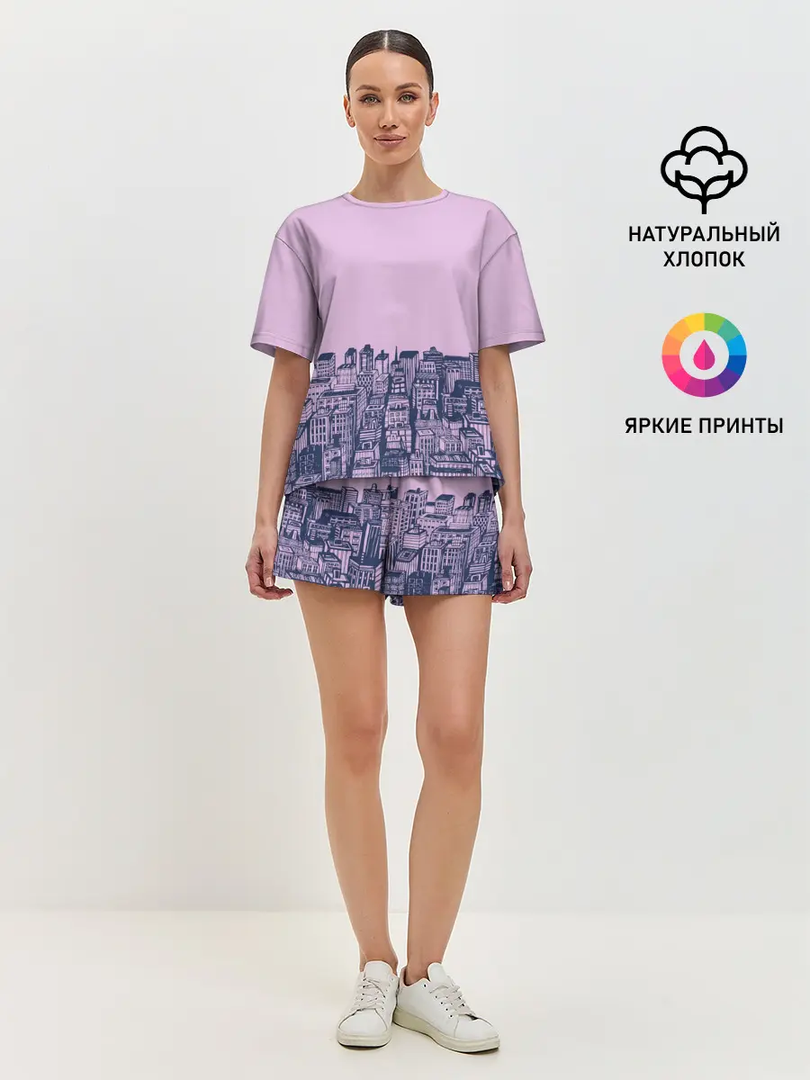 Женская пижама с шортами / город
