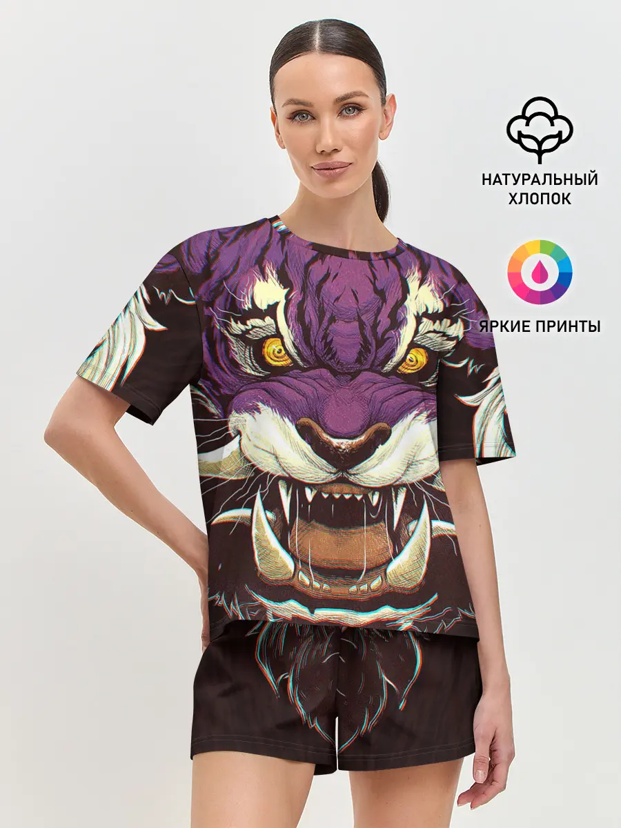 Женская пижама с шортами / Маска тигра