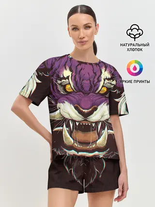 Женская пижама с шортами / Маска тигра