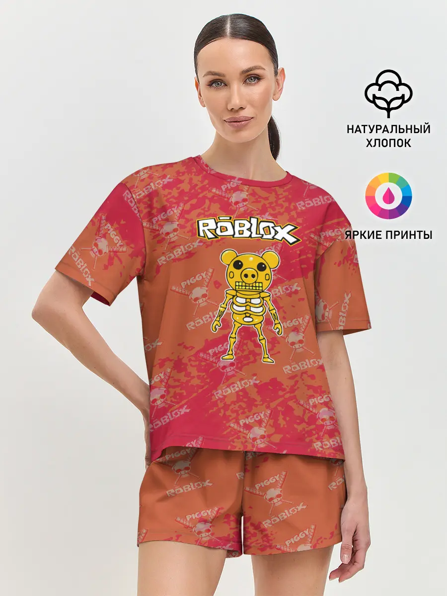 Женская пижама с шортами / Свинка Пигги из Roblox