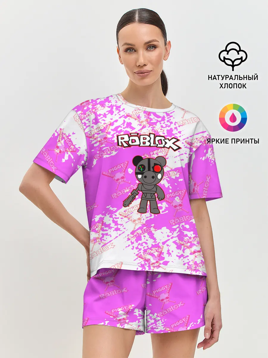 Женская пижама с шортами / Свинка Пигги из Roblox