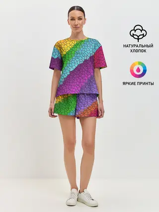 Женская пижама с шортами / Яркая мозаика