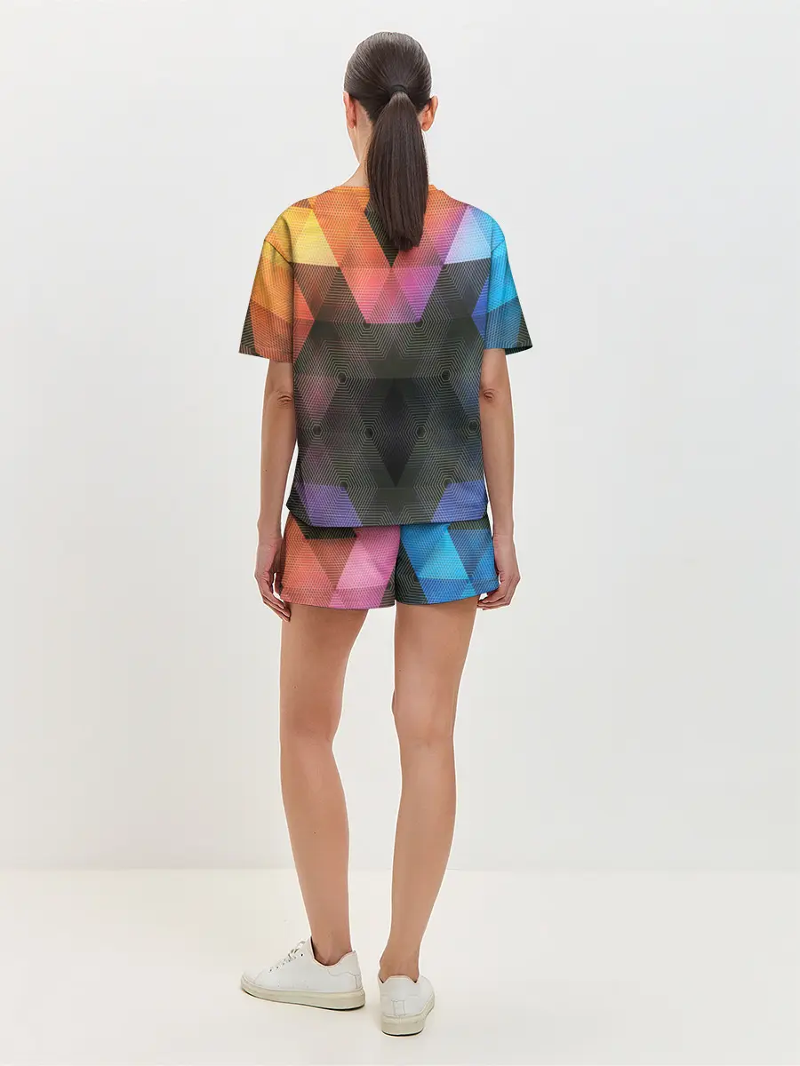 Женская пижама с шортами / ТРЕУГОЛЬНИКИ АБСТРАКЦИЯ УЗОРЫ