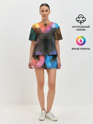 Женская пижама с шортами / ТРЕУГОЛЬНИКИ АБСТРАКЦИЯ УЗОРЫ