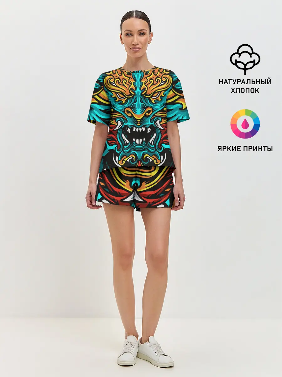 Женская пижама с шортами / Дракон Японии