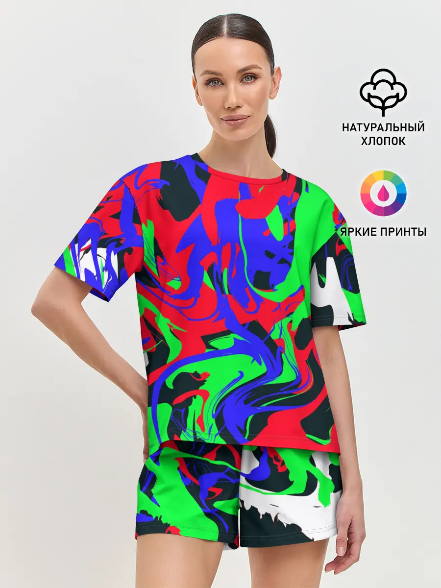 Женская пижама с шортами / Абстрактные краски