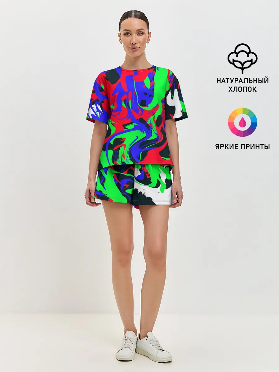 Женская пижама с шортами / Абстрактные краски