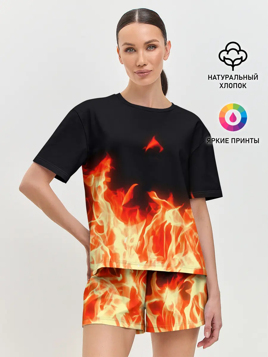 Женская пижама с шортами / Огонь