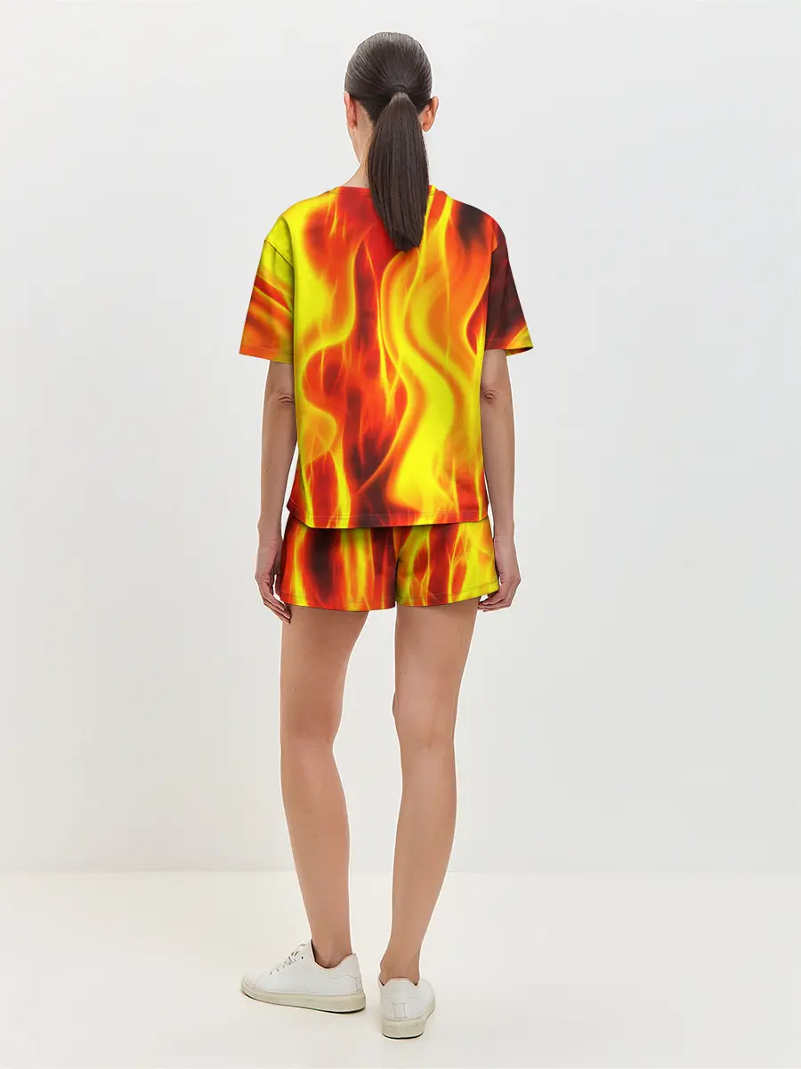 Женская пижама с шортами / Неон Огонь
