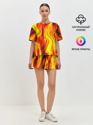 Женская пижама с шортами / Неон Огонь