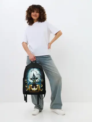 Рюкзак джинсовый / Хэллоуин Кот