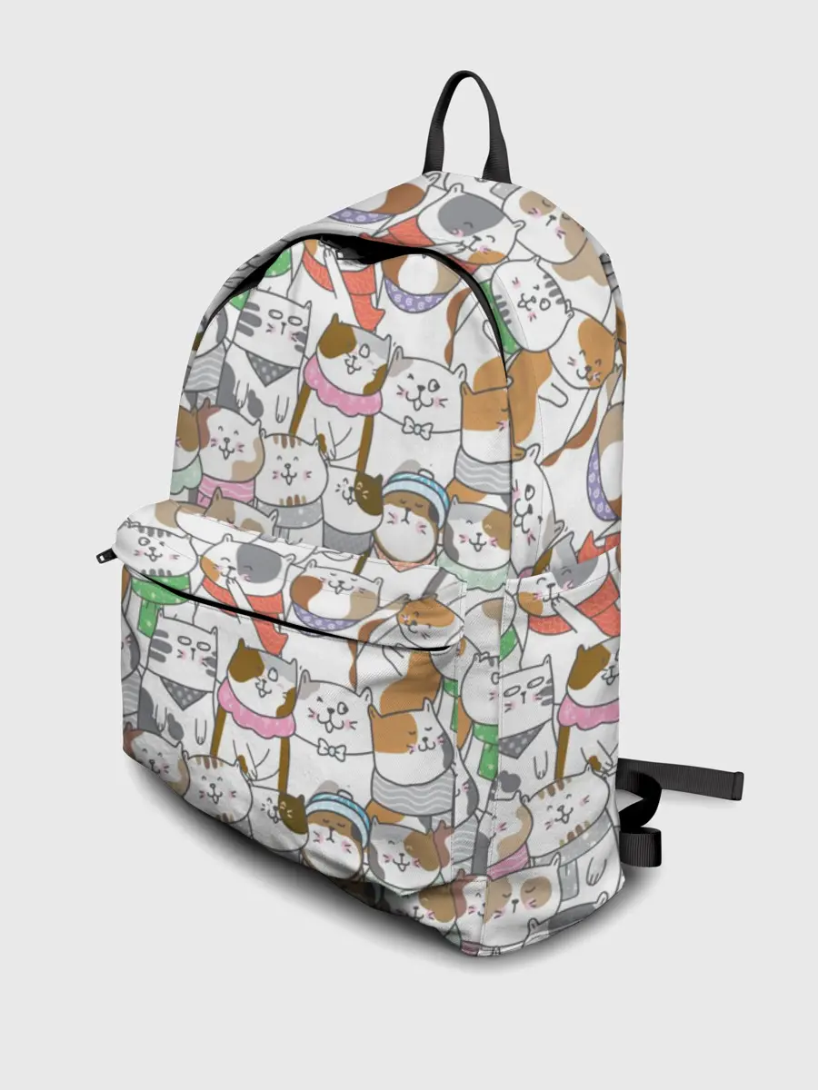 Рюкзак джинсовый / Большая семья котиков