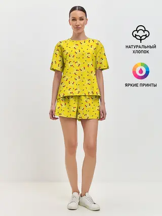 Женская пижама с шортами / Паттерн Пикачу