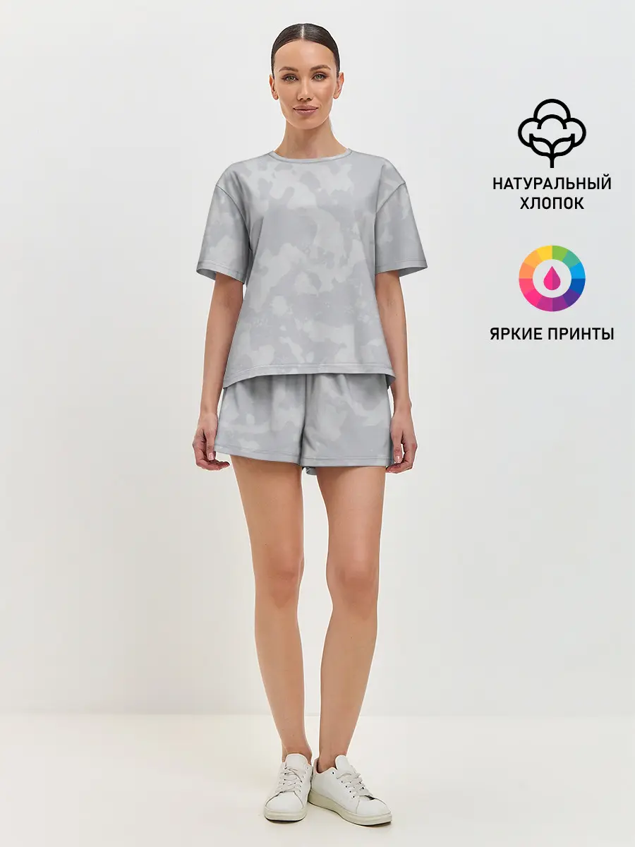 Женская пижама с шортами / Светло-серая