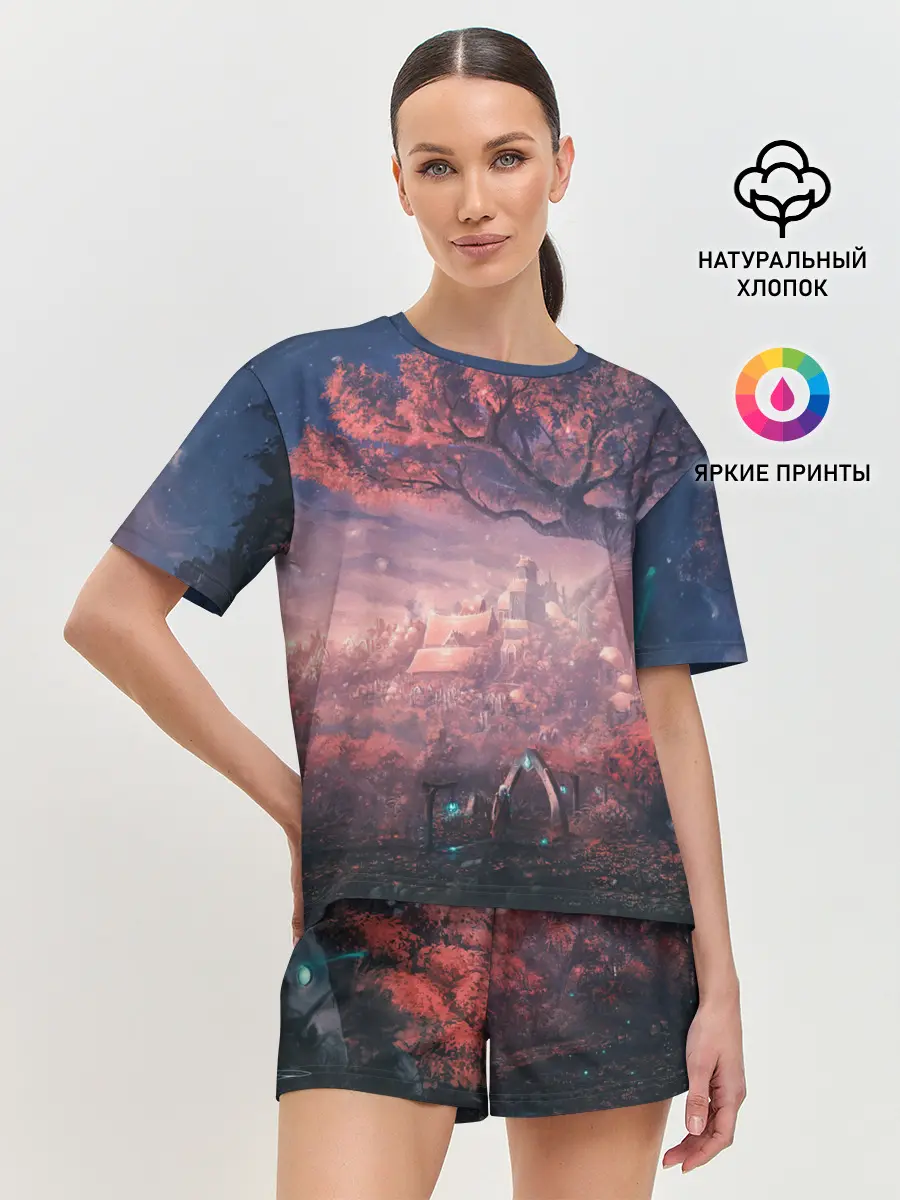 Женская пижама с шортами / Anime art tree