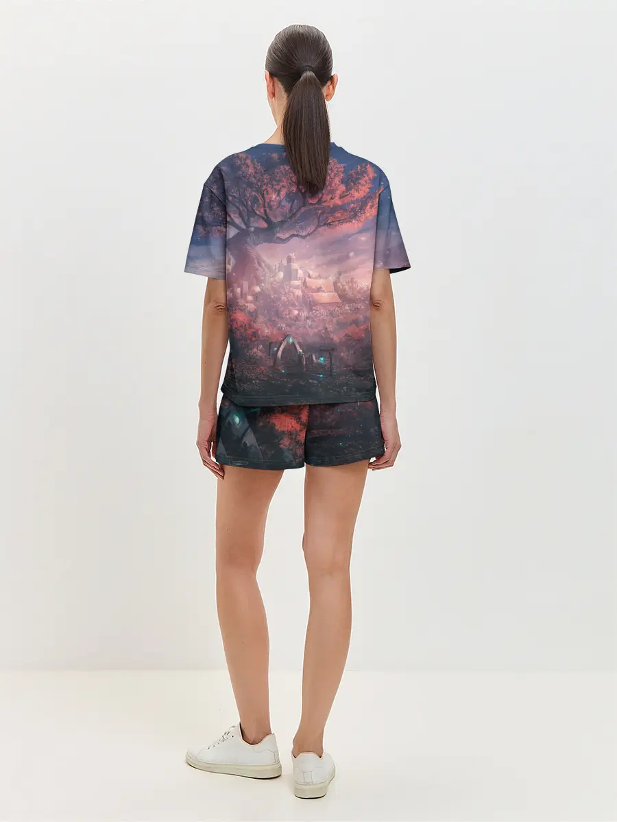 Женская пижама с шортами / Anime art tree