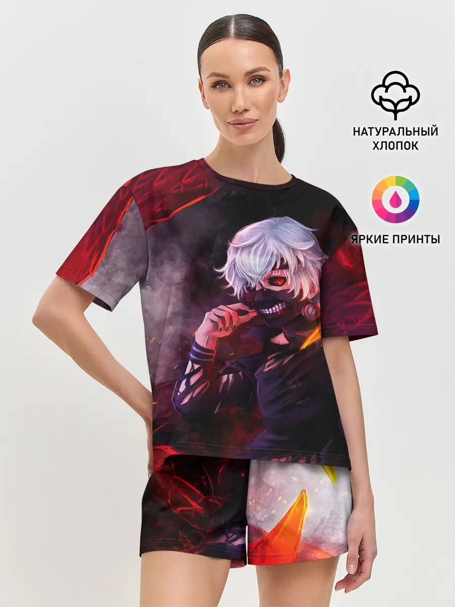 Женская пижама с шортами / Ken Kaneki красные жала