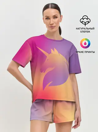 Женская пижама с шортами / Unicorn gradient